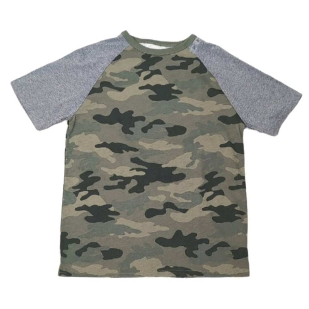 NEW Childrens Place Camo Kids Raglan TShirt Boys Size Large 10 12 Green Gray